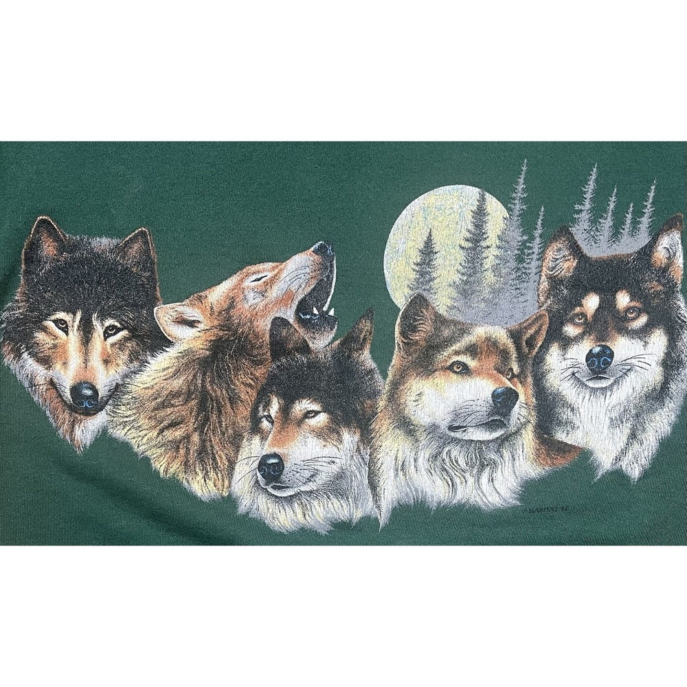 Wolfpack Double Side Green Sweatshirt Utah Ogden Valley - Vintage Size Large - Picture 4 of 13